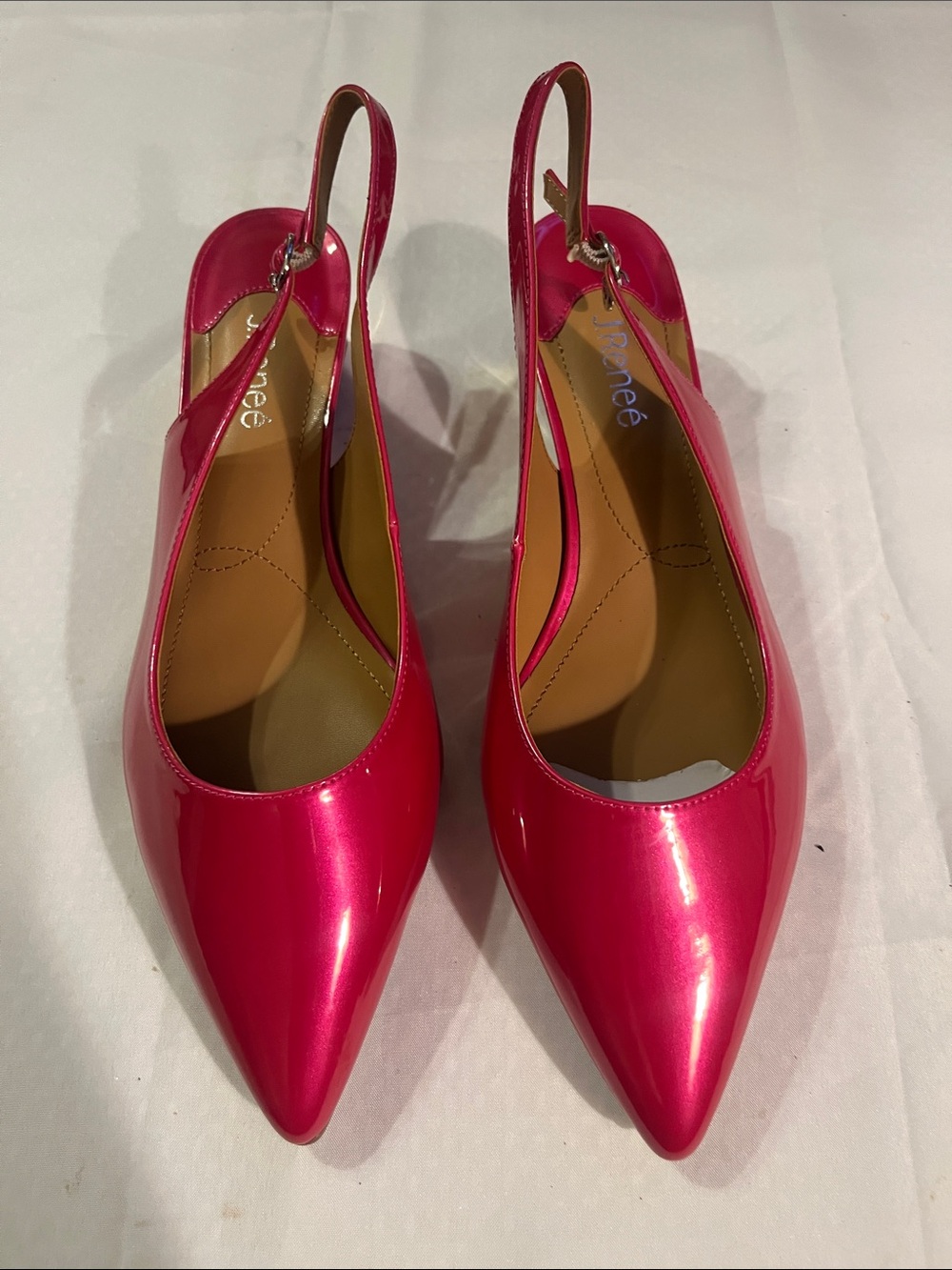J Renee’s Women’s Hot Pink Pointed Slingback Flats Size 13 WW